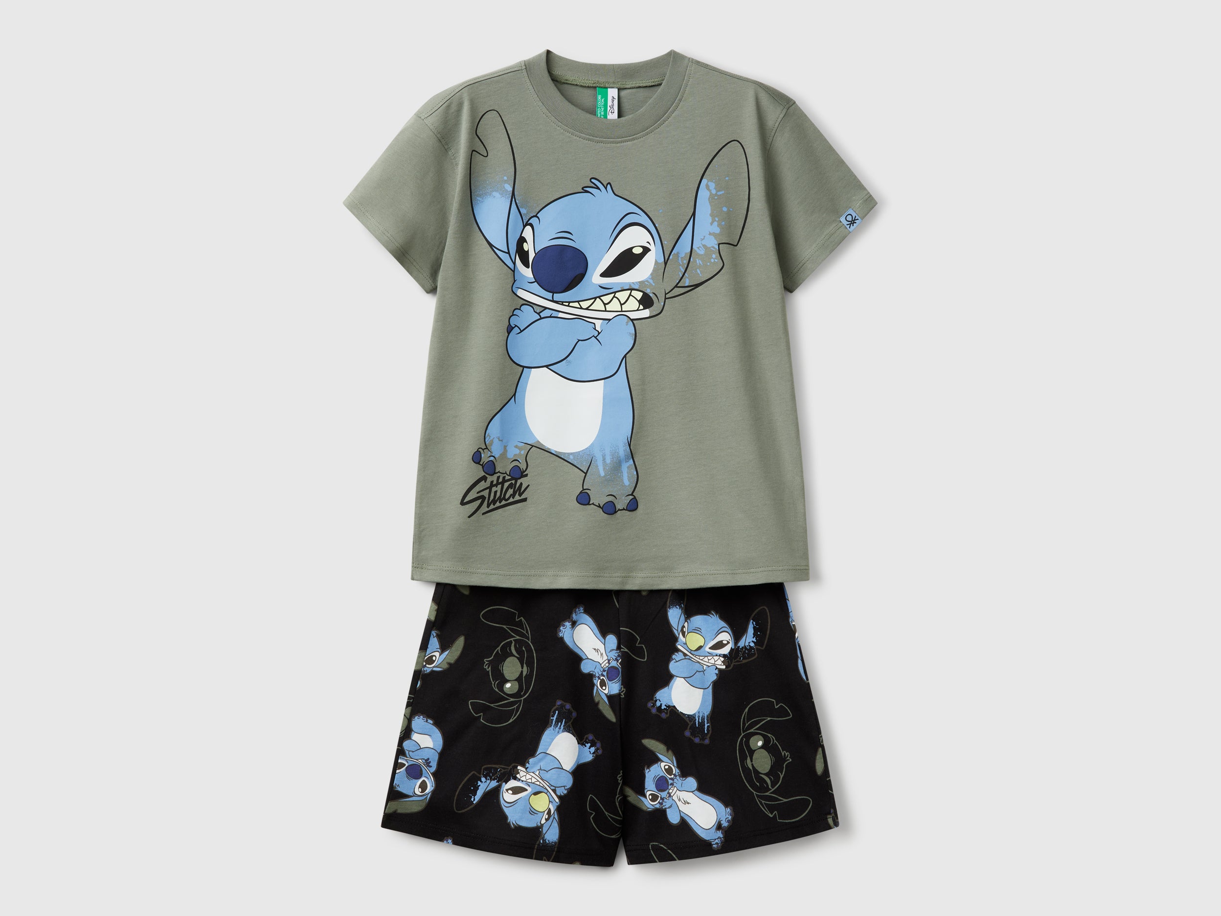 benetton-pigiami-674wcm-1.jpg Pigiama corto Lilo & Stitch ©Disney da bimbo verde chiaro | Undercolors Outlet - immagine 1