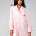 MISSGUIDED Camicia da notte con bottoni e tasca a cuore a pois｜MISSGUIDED