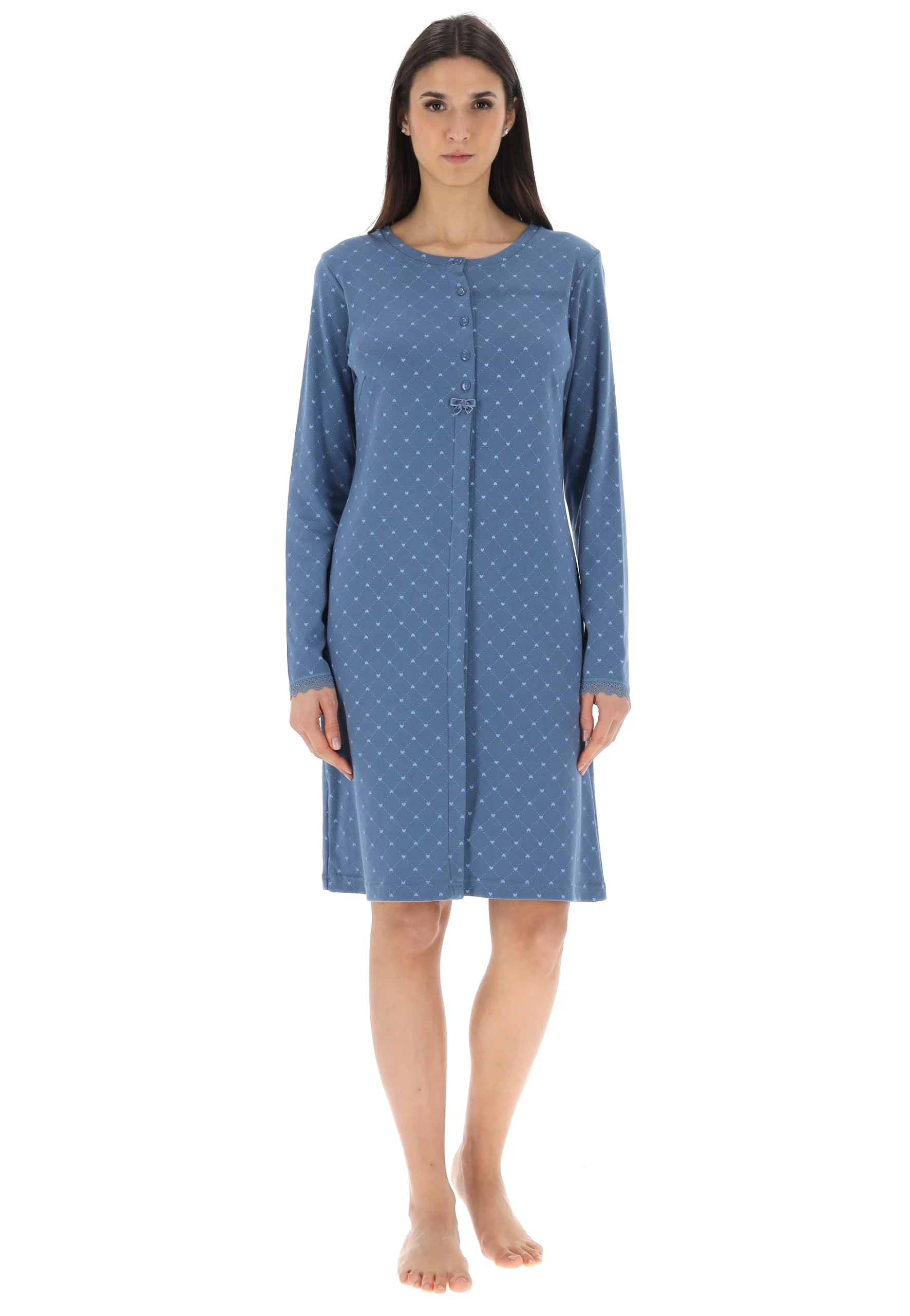 camicia-da-notte-bottoni-221yib.webp Camicia da notte donna con bottoni noidìnotte con rombi a cuori - immagine 1
