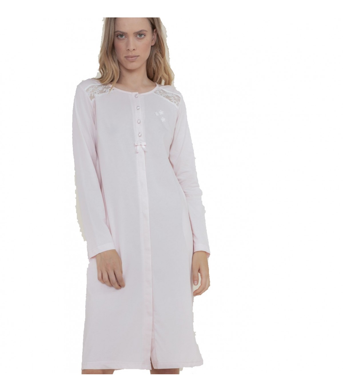camicia-da-notte-bottoni-846xqv-1.jpg NOIDINOTTE CAMICIA DA NOTTE DONNA M/LUNGA APERTURA CON BOTTONI IN COTONE ART.LA2302AB - immagine 1