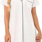 Vlazom Camicia da Notte Donna Estiva con Bottoni Camicia da Notte Manica Corta Aperta Davanti Pigiama Donna Corto Vestaglie Estive Donna,L,A Bianco : Amazon.it: Moda