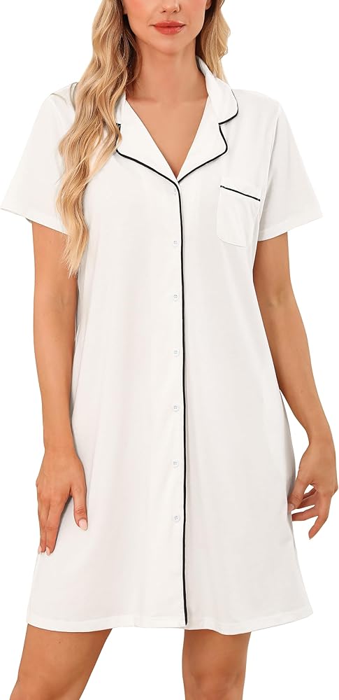 camicia-da-notte-bottoni-900yqx-1.jpg Vlazom Camicia da Notte Donna Estiva con Bottoni Camicia da Notte Manica Corta Aperta Davanti Pigiama Donna Corto Vestaglie Estive Donna,L,A Bianco : Amazon.it: Moda - immagine 1