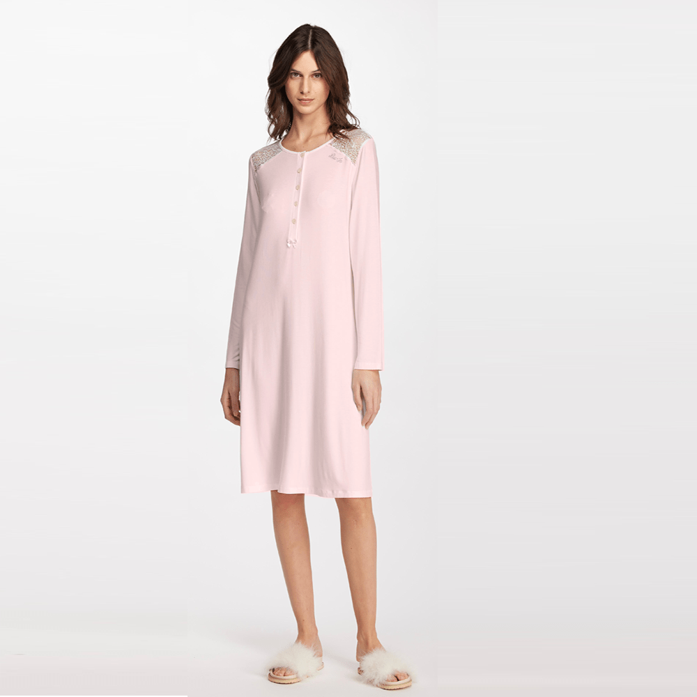 camicia-da-notte-donna-022ttd.png Liu jo Camicia da notte donna art. 0201 in viscosa rosa - immagine 1
