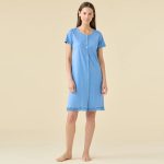 Camicia da notte donna estiva taglie forti in 100% cotone LA3566AB