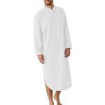 GTHTTT Uomo Camicia da Notte Abito da Sera con Pulsante Comodo Traspirante Pigiami Lunghezza del Ginocchio Camicia da Notte in Popeline Leggero (3XL,White) : Amazon.it: Moda