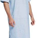 XUEMML Camicia da Notte Uomo Estiva，Camicia da Notte in Cotone da Uomo Maniche Corte Camicia da Notte Camicia da Notte Scollo A V Manica Corta Largo Comodo Pigiama Lungo E Alto :