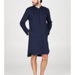 Camicia da notte uomo caldo cotone | Fantasia scacchi Julipet