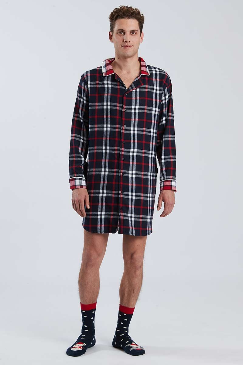 camicia-da-notte-uomo-804fys-1.jpg Camicia da notte uomo check Prenatale - immagine 1