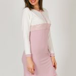 Camicia da notte bicolore con pizzo