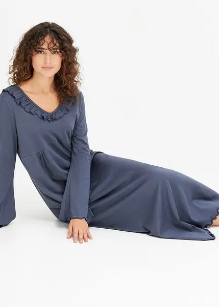 camicie-da-notte-833nsr.webp Camicia da notte elegante con volant blu notte - immagine 1
