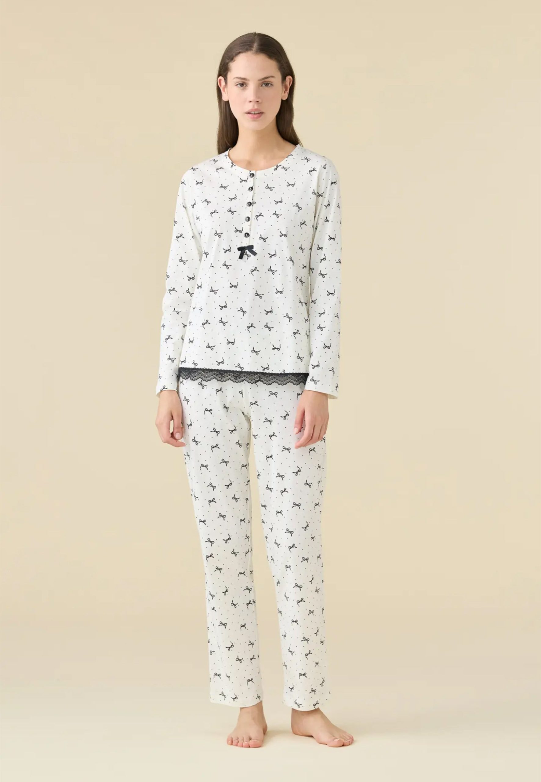 noi-di-notte-pigiama-donna-353evk-1.jpg NOI DI NOTTE Pigiama Donna Lungo Cotone Estivo ART. FA009475 S / Panna - immagine 1