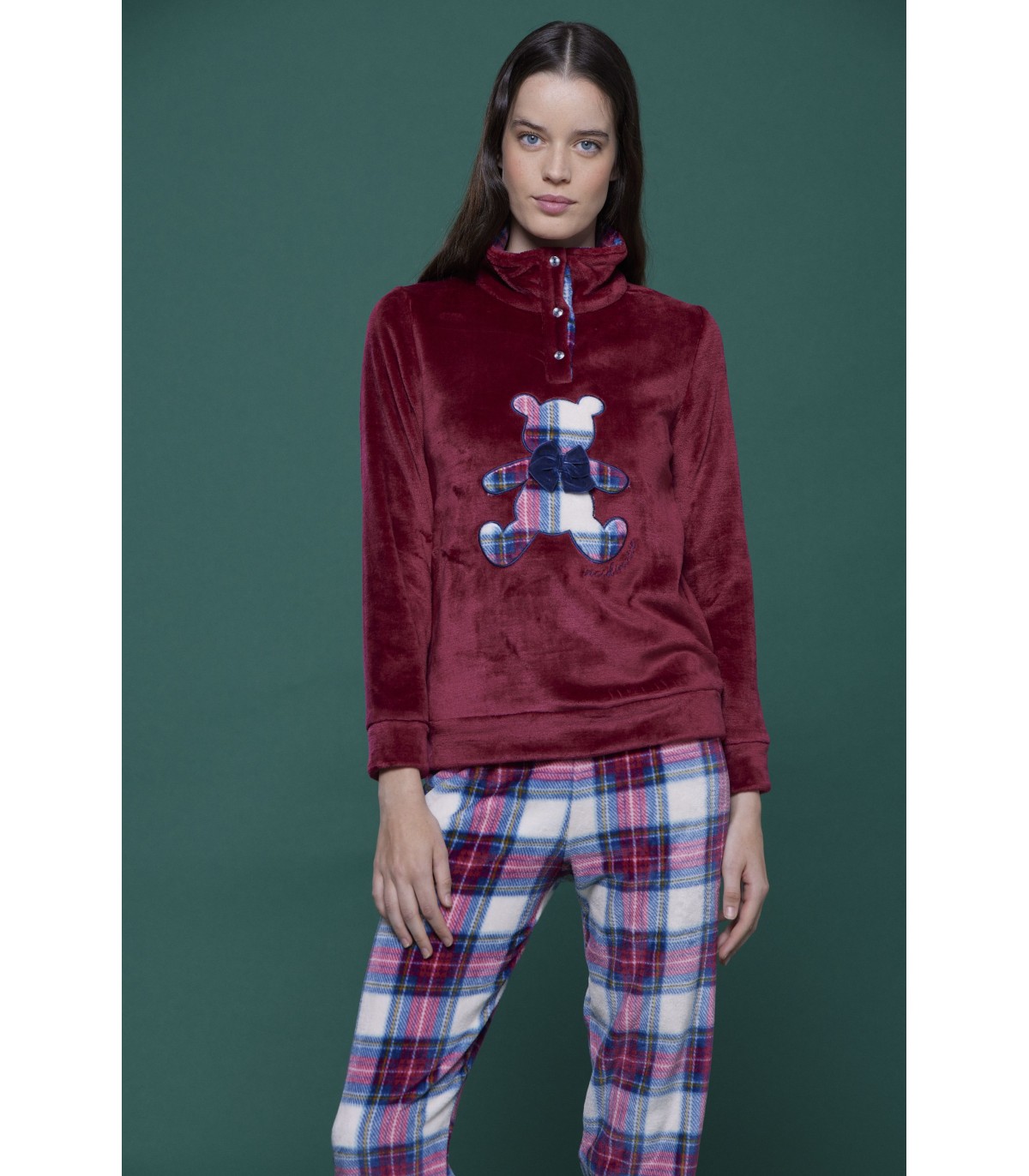 noi-di-notte-pigiama-donna-376stq-1.jpg NOIDINOTTE PIGIAMA DONNA MANICA LUNGA PANTALONE LUNGO CORAL FLEECE ART.FA8007 - immagine 1