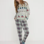 Pigiama donna winter car in caldo cotone girocollo