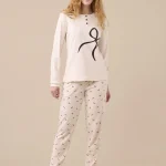 Pigiama donna invernale in caldo cotone articolo big fiocco.
