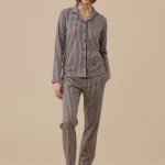Pigiama donna caldo cotone taglio uomo articolo poule. Nero | noidinotte.com
