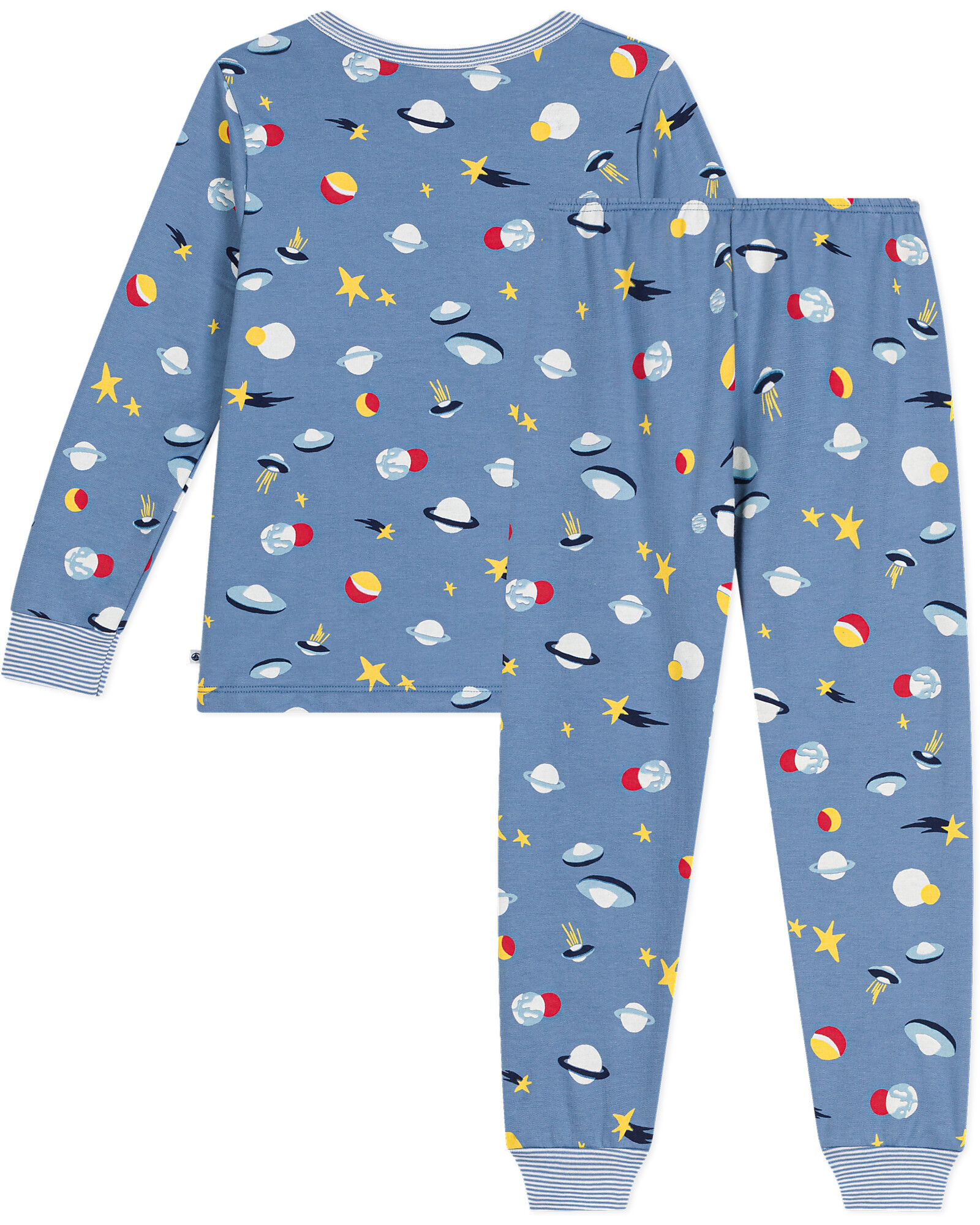 pigiama-832hap-1.jpg Petit Bateau Set Pigiama Maglia/Pantalone Spazio Azzurro 100% Cotone Felpato unisex (bambini) - immagine 1
