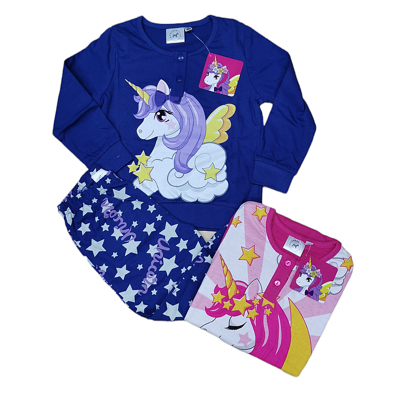 pigiama-bambina-813swd.png Pigiama Unicorno lungo bambina 100% cotone estivo leggero UNI0276 - immagine 1