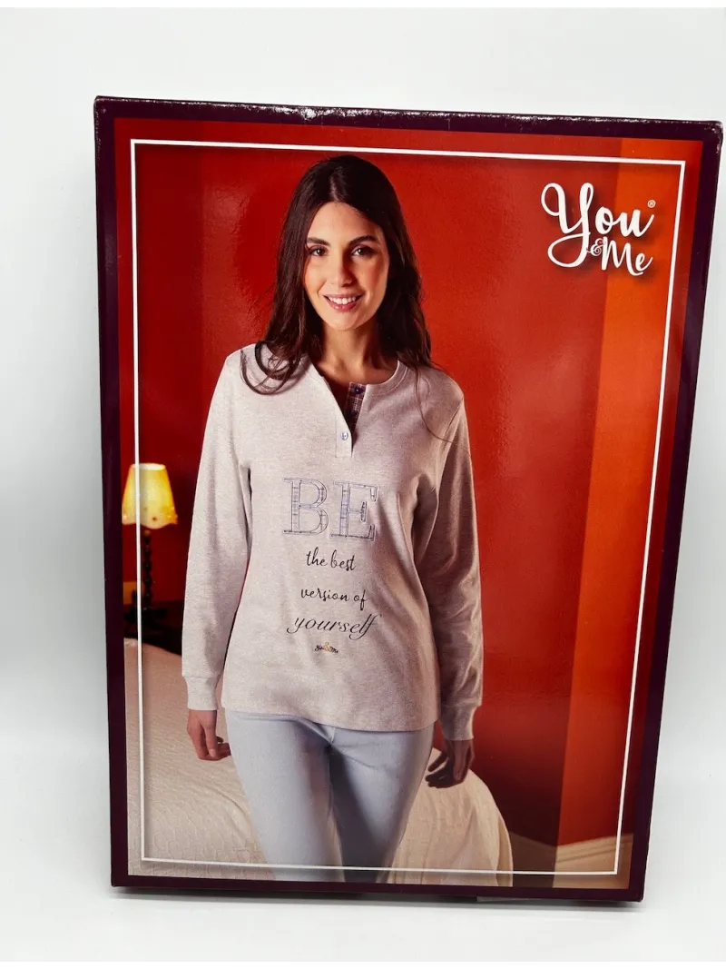 pigiama-caldo-cotone-donna-003sjm.webp PIGIAMA DONNA LUNGO CALDO COTONE YOU & ME by Irge YMI613 - immagine 1