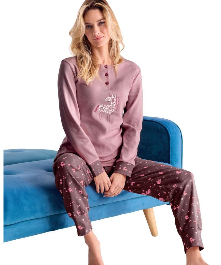 pigiama-caldo-cotone-donna-807oyc-1.jpg Pigiama donna in jersey di cotone caldo Infiore Magic MGC652824 Infiore - immagine 1