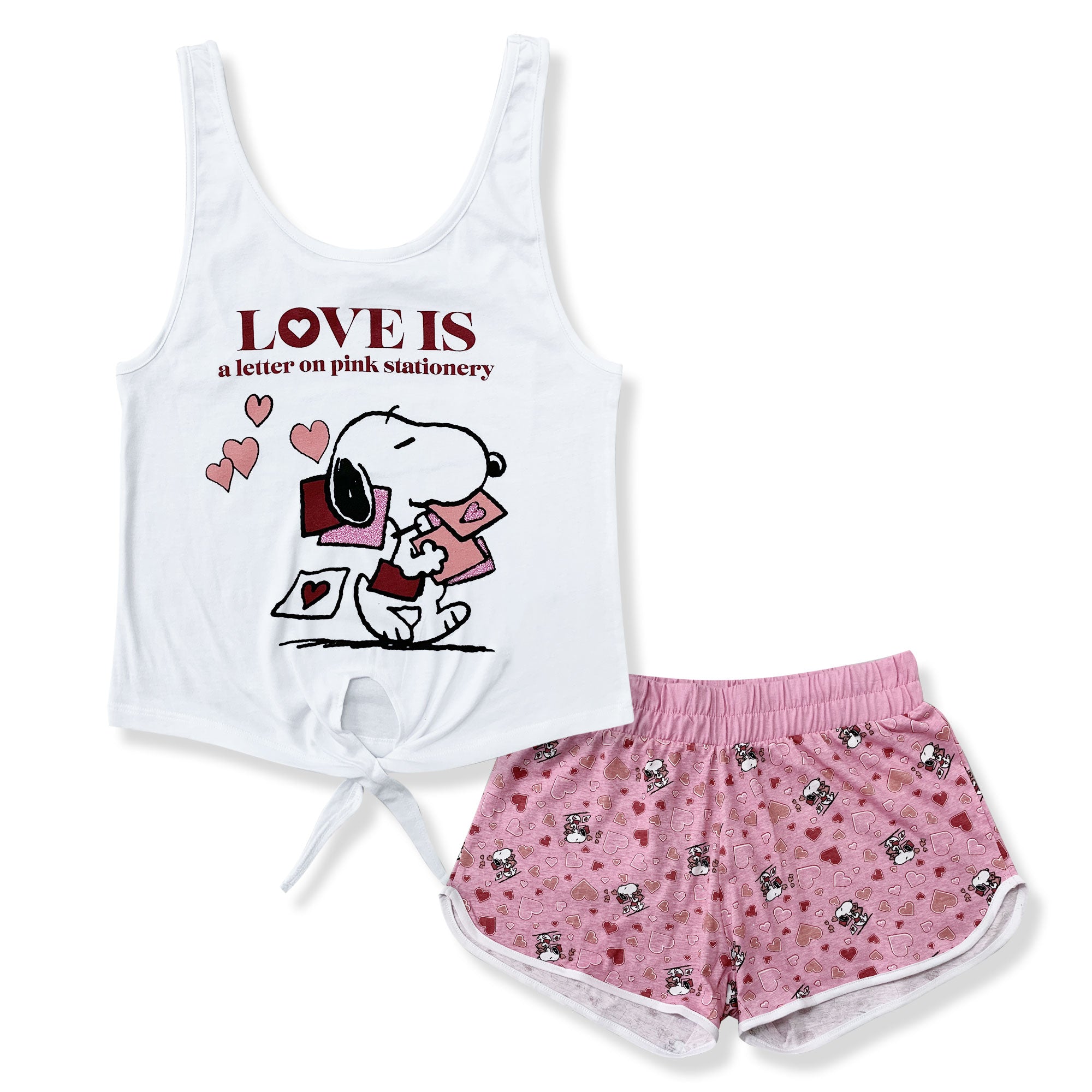 pigiama-corto-donna-285dqf-1.jpg Pigiama corto donna Snoopy canotta e short in cotone estivo 6186 Bianco / S - immagine 1