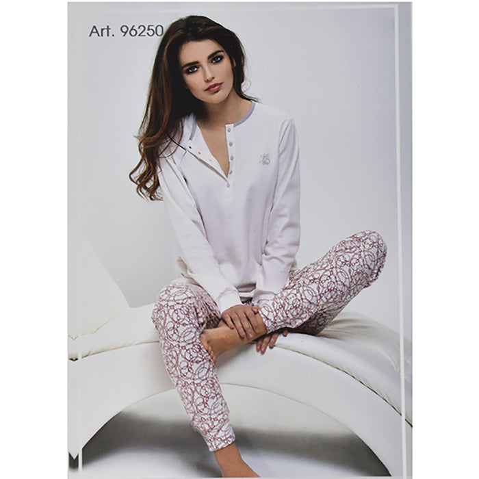 pigiama-cotone-donna-885bfv-1.jpg Pigiama Caldo Cotone Donna Laura Biagiotti Grigio/Lilla / S - immagine 1