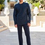 Pigiama Uomo lungo in cotone,taglie conformate Blu / 8/56