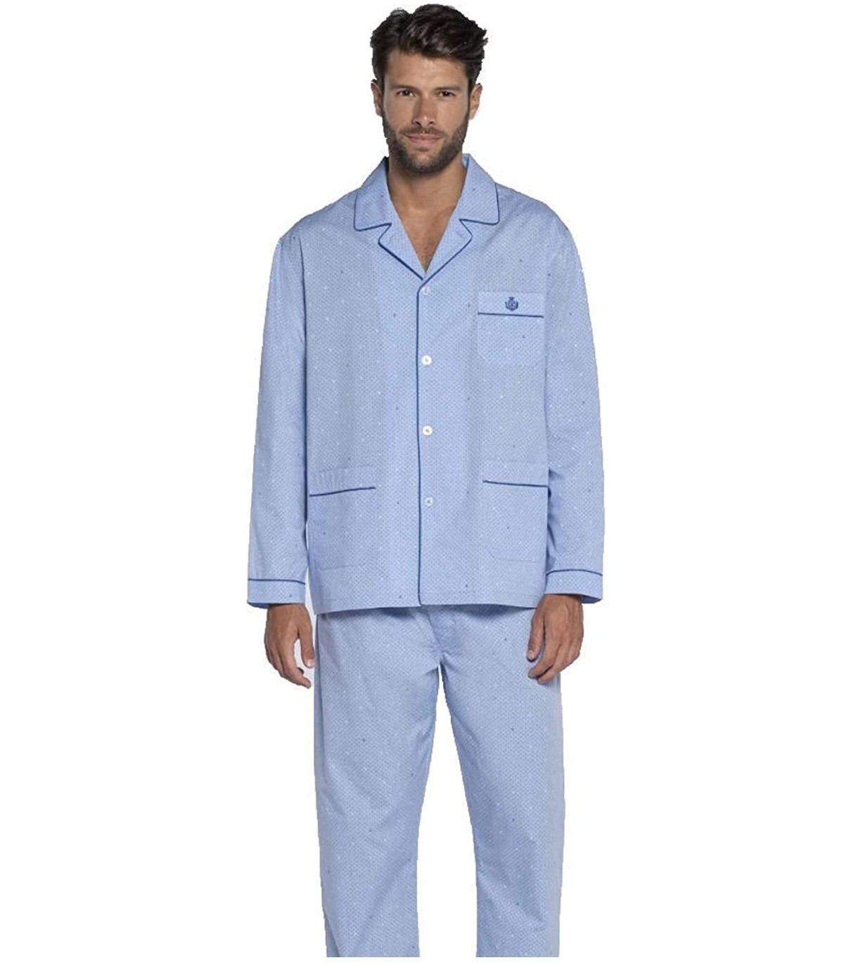pigiama-cotone-uomo-676rnu-1.jpg GUASCH PIGIAMA UOMO APERTO M/LUNGA IN COTONE ART.PC161 D774 - immagine 1