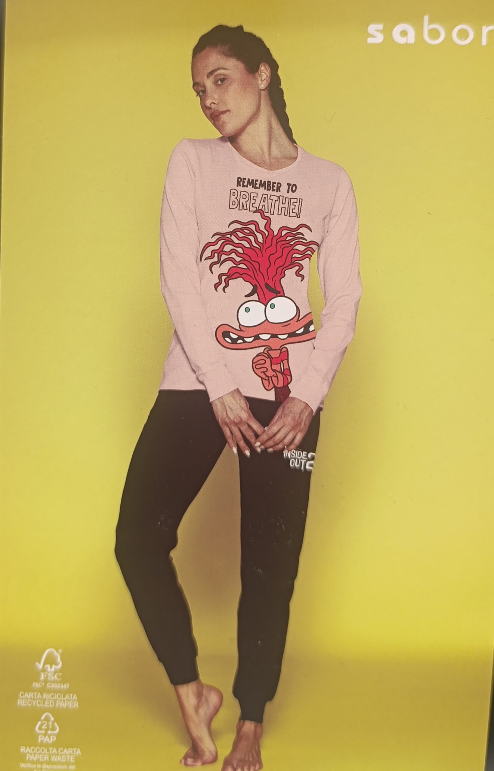 pigiama-disney-donna-023dau-1.jpg Pigiama donna marca Disney Pixar serie Inside Out modello Paura in cotone leggero - immagine 1