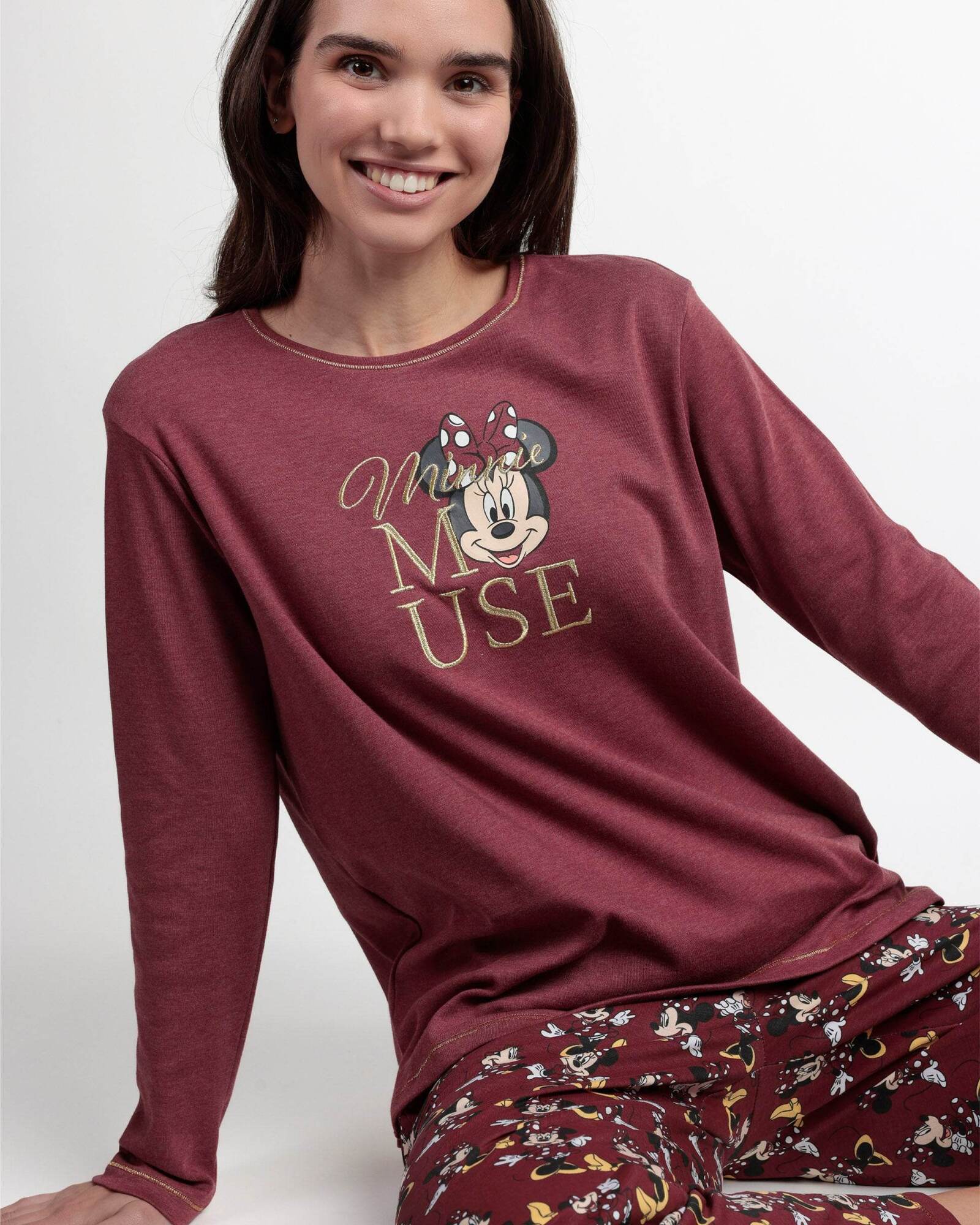 pigiama-disney-donna-521dzx-1.jpg Pigiama Donna Invernale Disney Minnie Mouse in Cotone Caldo Art. 63308 - immagine 1