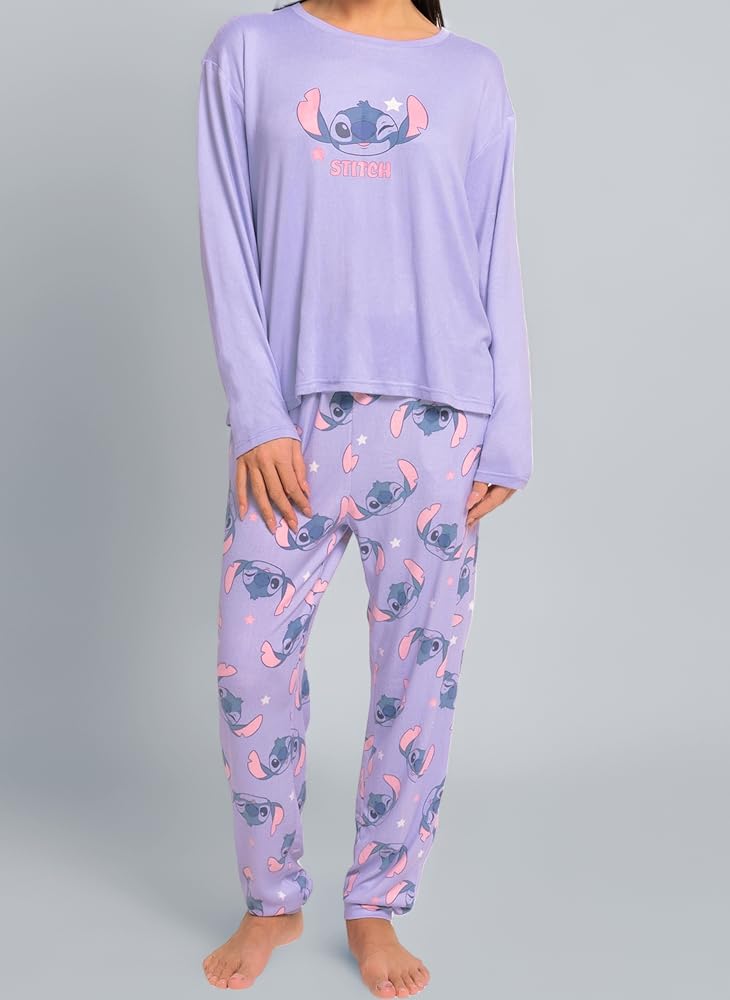 pigiama-disney-donna-802srr-1.jpg Disney Pigiama Donna Pigiama Stitch Signora | Pigiami Donna Invernale | Set Pigiamone Signora | Viola L : Amazon.it: Moda - immagine 1