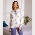 Irge Chic Premium Pigiama donna caldo cotone in stampa floreale