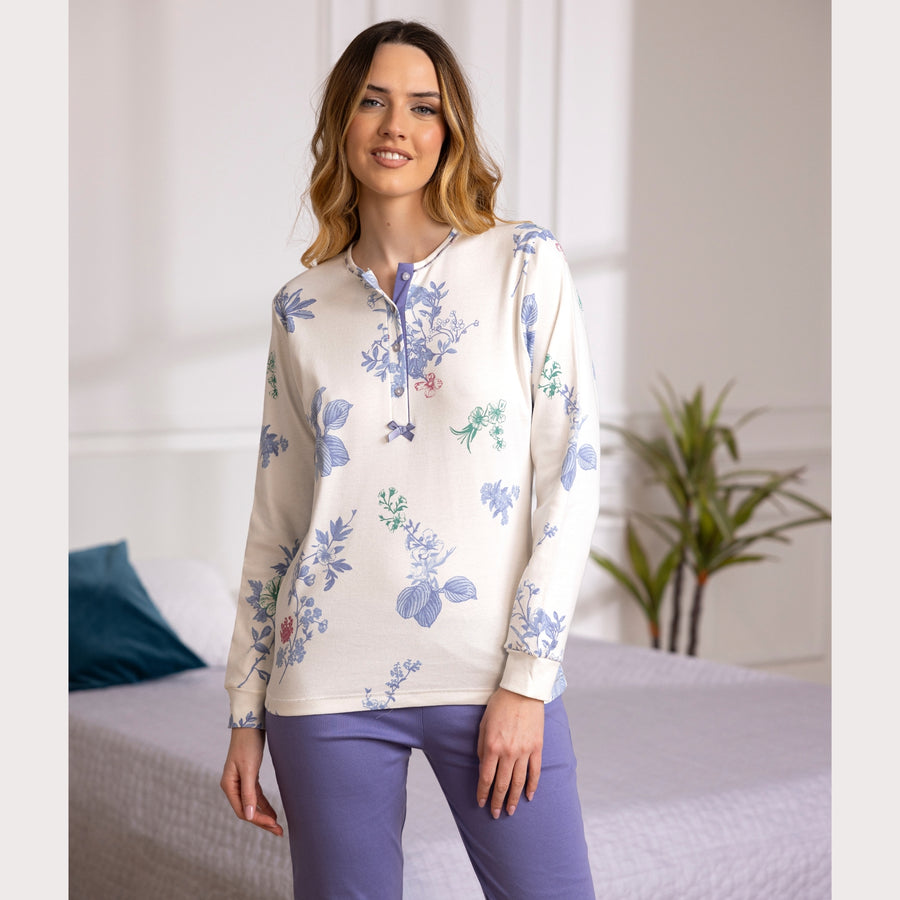 pigiama-donna-caldo-cotone-757vvx-1.jpg Irge Chic Premium Pigiama donna caldo cotone in stampa floreale - immagine 1