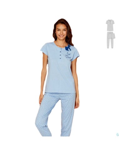 pigiama-donna-estivo-563nsu-1.jpg noi di notte pigiama da donna estivo manica corta tre pezzi - immagine 1