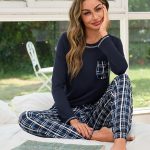 Demegimi Pigiama Donna Invernale Cotone Pigiama Lungo da Donna con a Maniche Lunghe Girocollo con Stampa Set Due Pezzi Pajamas : Amazon.it: Moda