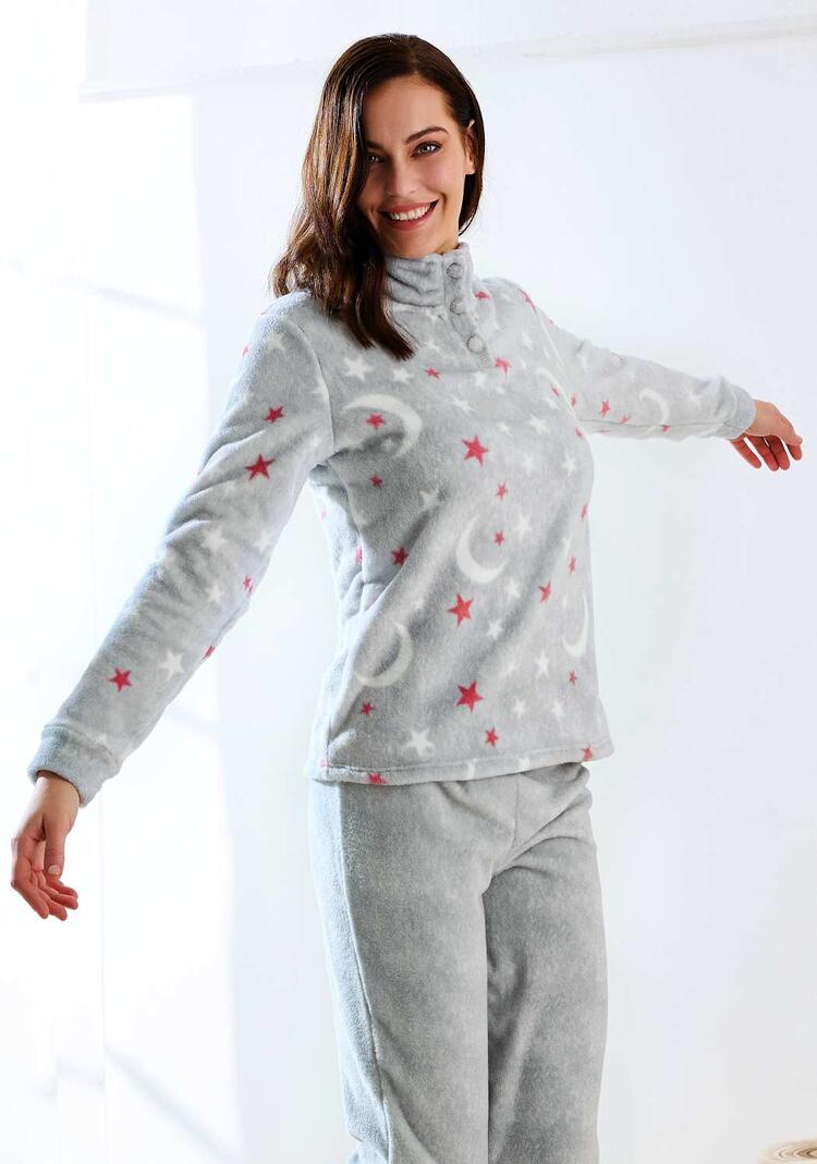 pigiama-donna-pile-947bnh-1.jpg Pile Pigiama Donna Pail Scozzese Pigiama Donna Pail Noi di notte pigiama da donna invernale micro - immagine 1