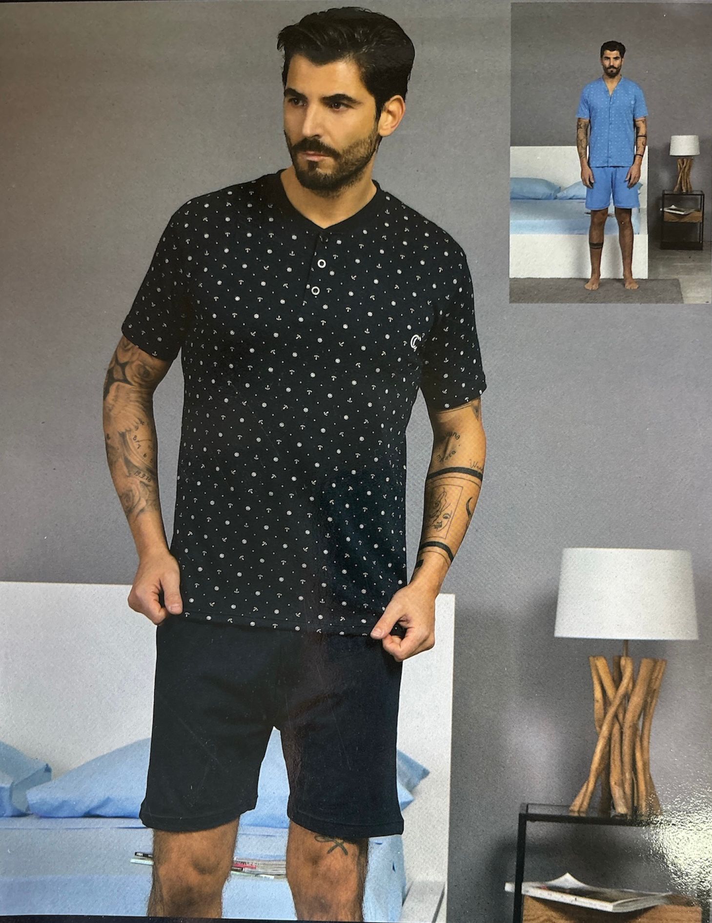 pigiama-estivo-uomo-154otn-1.jpg Pigiama Aperto Uomo Corto Estivo Capricci In Cotone Manica Corta Pantalone Corto – Italia Magazzini - immagine 1