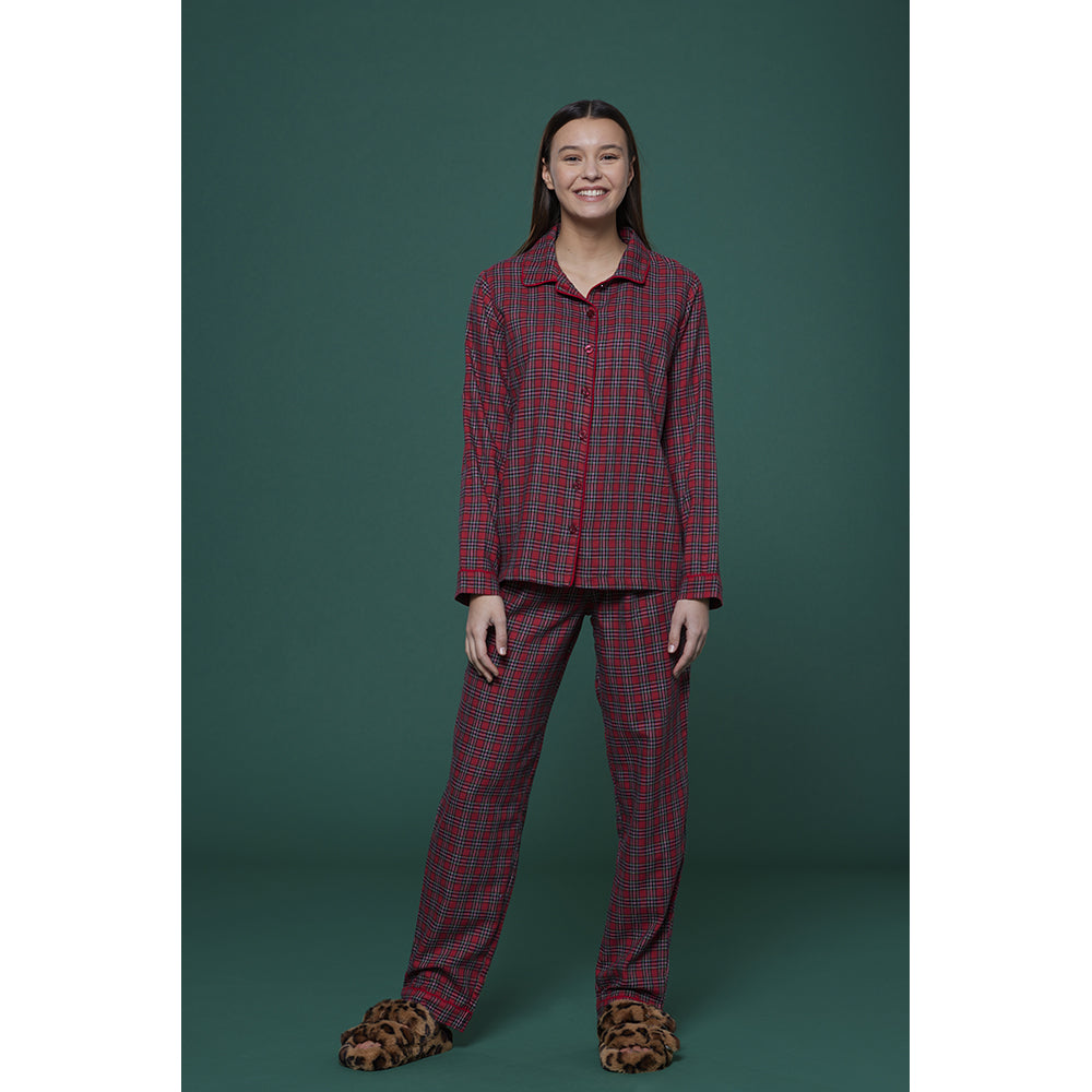 pigiama-flanella-donna-347kqe-1.jpg Pigiama da Donna in Flanella Noidìnotte Tartan - immagine 1