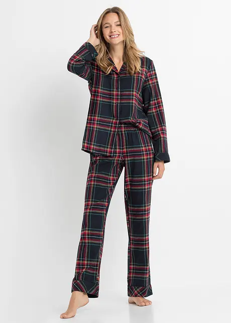 pigiama-flanella-donna-393ibh.webp Pigiama confortevole in flanella morbida Blu scuro a quadri - immagine 1