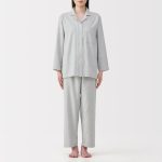 Pigiama in flanella di cotone con bottoni da donna | MUJI