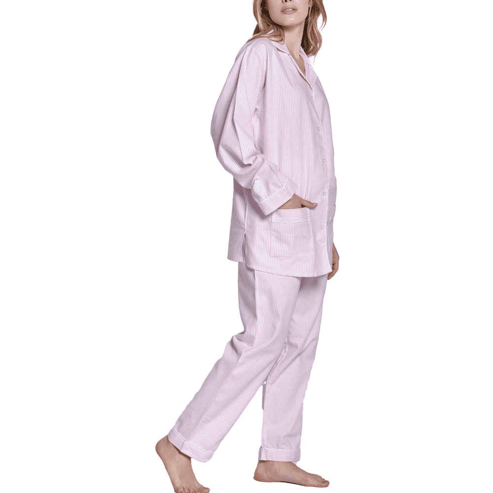 pigiama-flanella-donna-639vgf.png Pigiama donna lungo in flanella rosa e bianco | Pellegrini Pigiami - immagine 1