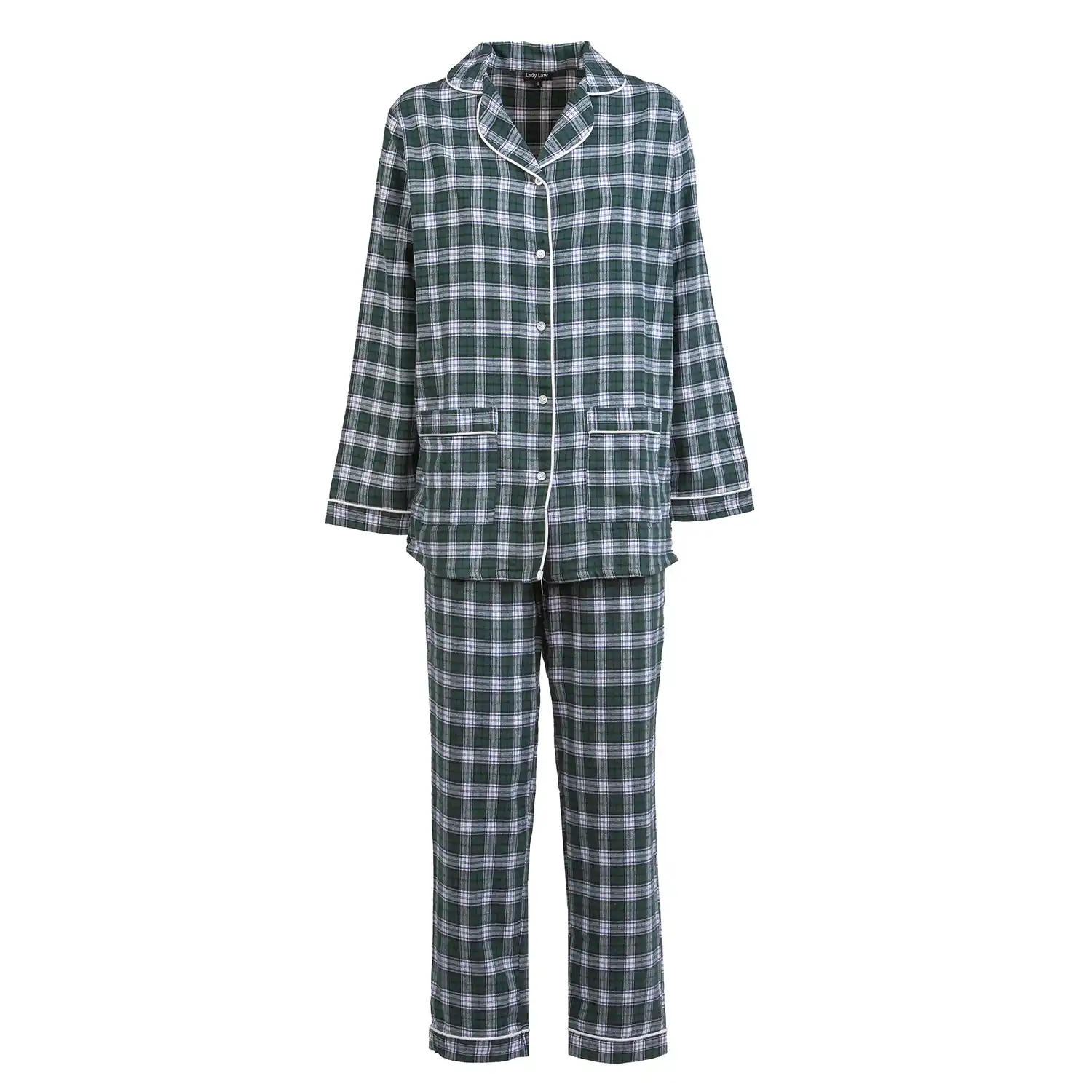 pigiama-flanella-donna-832jii.webp Pigiama donna lungo in flanella scozzese verde Albert | Pellegrini Pigiami - immagine 1