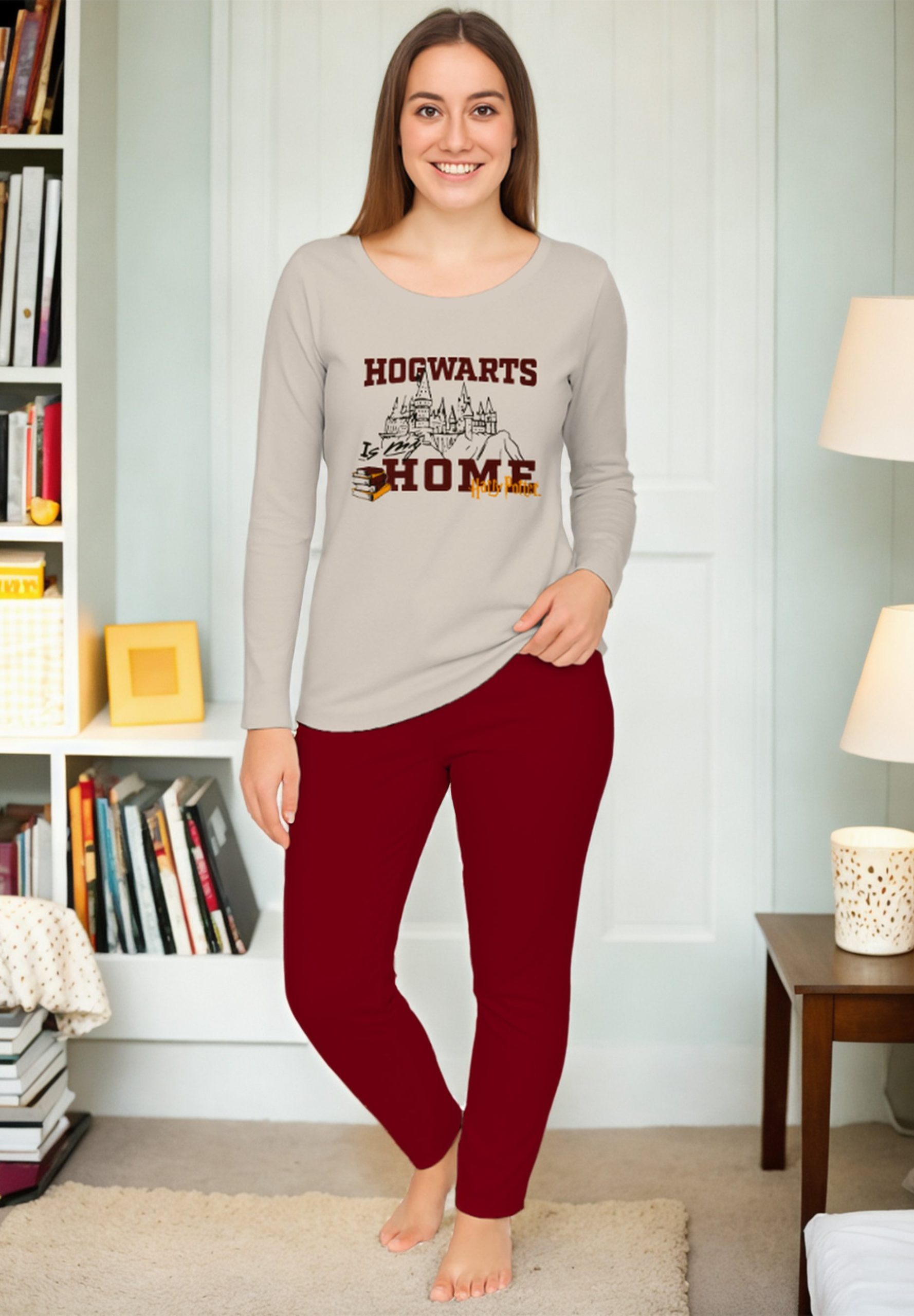 pigiama-harry-potter-540svs-1.jpg Harry Potter HOGWARTS LANGARM SET Pigiama beige rot/beige Zalando.it - immagine 1