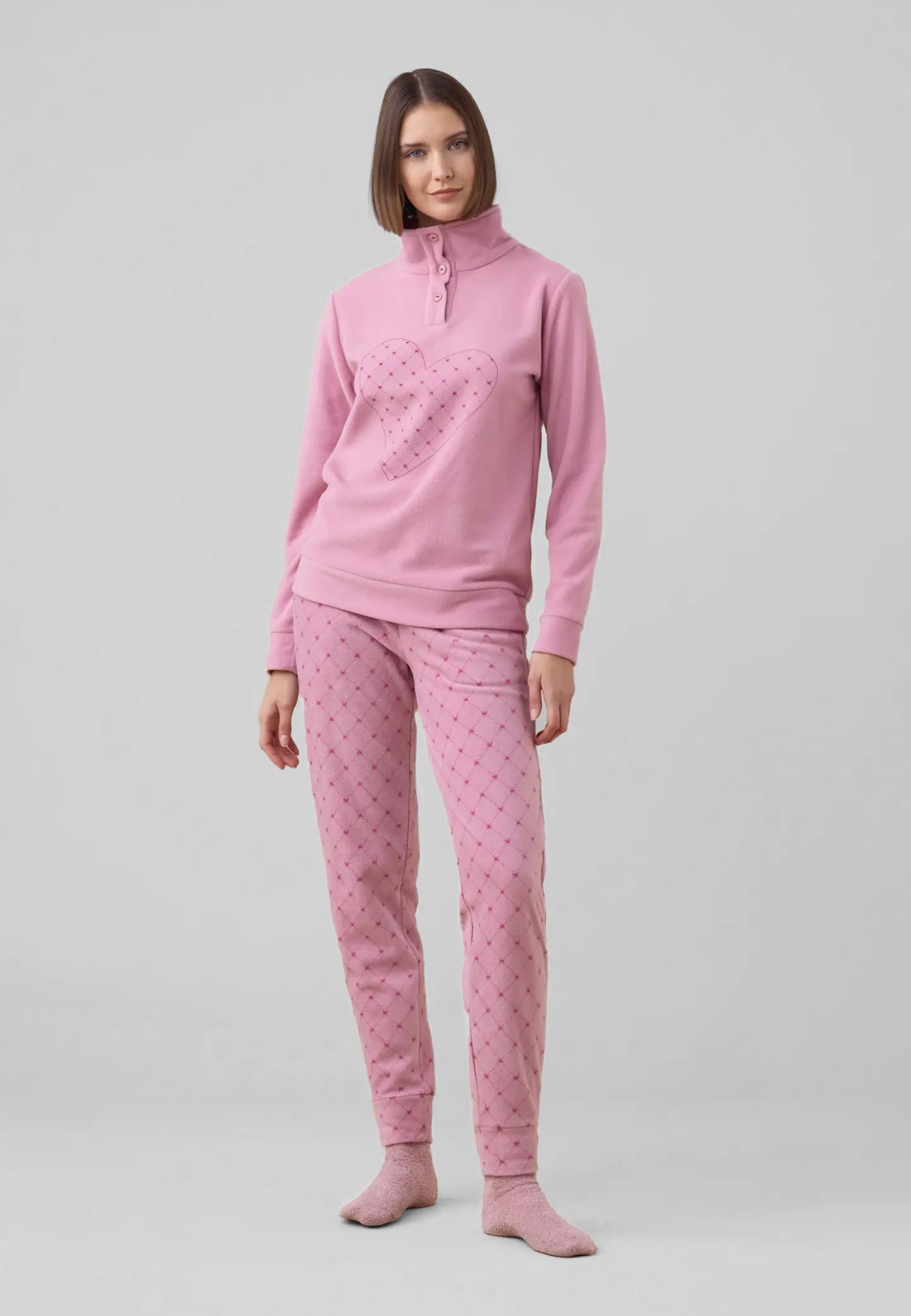 pigiama-in-pile-donna-482fdb-1.jpg NOI DI NOTTE Pigiama Donna Manica Lunga in Pile ART. FA009359 XS / Rosa - immagine 1