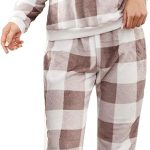 MGSFGlk Pigiama Pile Donna Morbido Elegante Cotone Pigiama Donna Invernale in Pile Caldo Due Pezzi Set di Pigiami in Casa Maglia e Pantalone Lungo a Maniche Lunghe Sleepwear Taglie Forti Tuta :