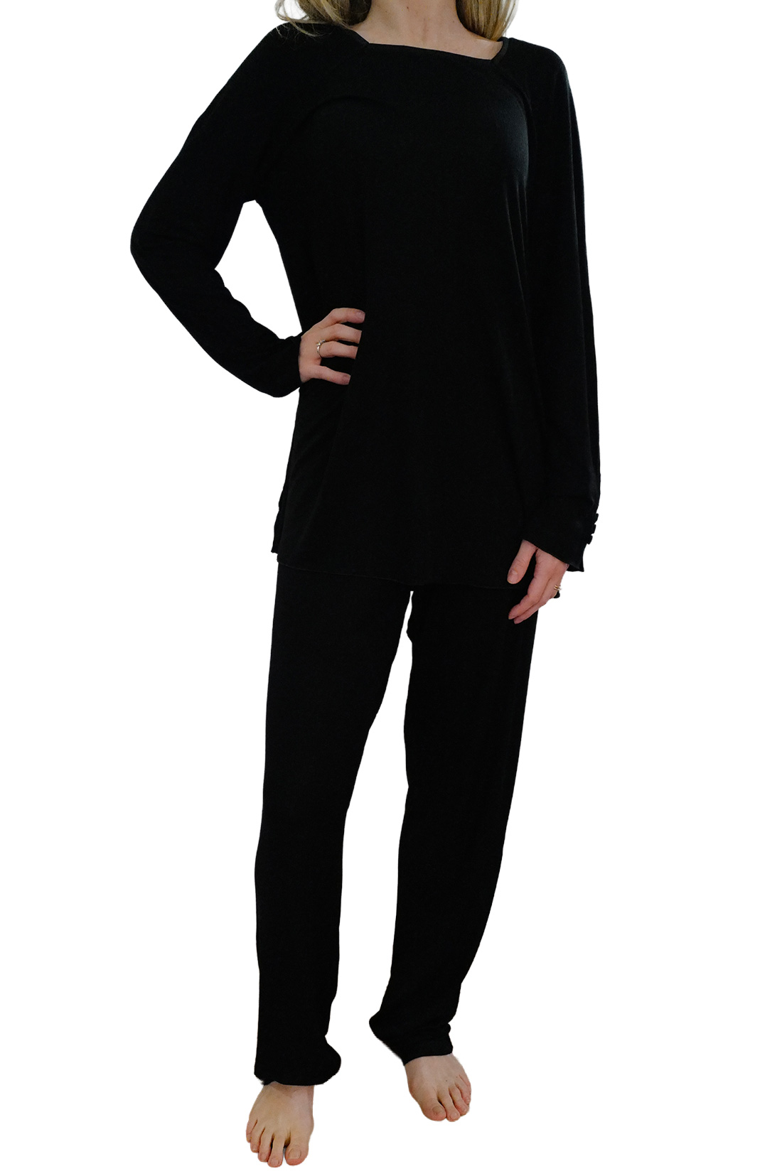 pigiama-in-seta-donna-014ecr-1.jpg Pigiama Donna Seta Nero Costine Paladini | ABBIATI - immagine 1