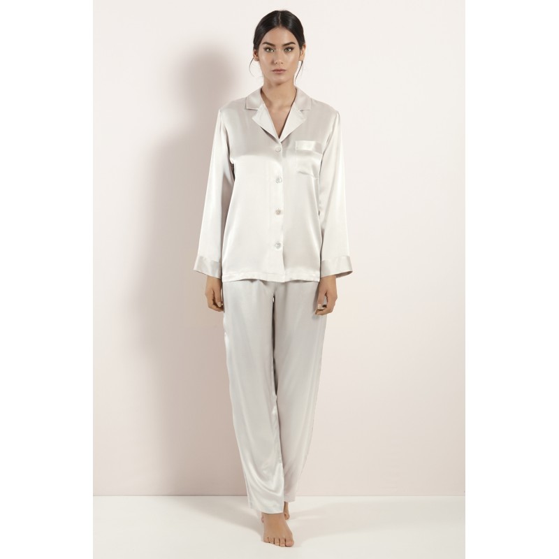 pigiama-in-seta-donna-188bsf-1.jpg Luna di seta Pigiama con colletto e bottoni manica lunga 100% seta Paola Fiorini - immagine 1