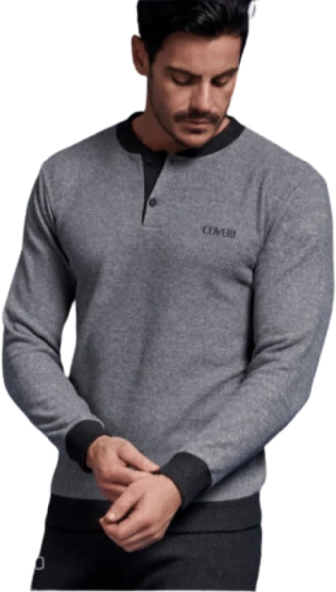 pigiama-invernale-uomo-506vdo-1.jpg Galeone Biancheria e Tessuti Pigiama Uomo Grigio in Tessuto Punto Milano Linea Prestige - immagine 1