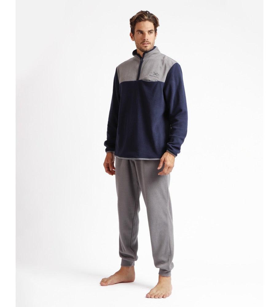 pigiama-invernale-uomo-832nkj-1.jpg Admas Pigiama Invernale collo Alto con Zip in Pile da Uomo 60459 S27 - immagine 1