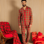 Pigiama Natalizio Kissimo Biancaluna Family coordinato Uomo Donna Bimbo Bimba art Tartan
