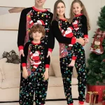 Pigiama natalizio per la famiglia con stampa di luci di Babbo Natale nere e rosse set per le vacanze 2026 Milanoo.com